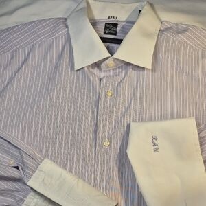 Saks Fifth Avenue Black Label Long Sleeve Purple Striped Mens Dress Shirt